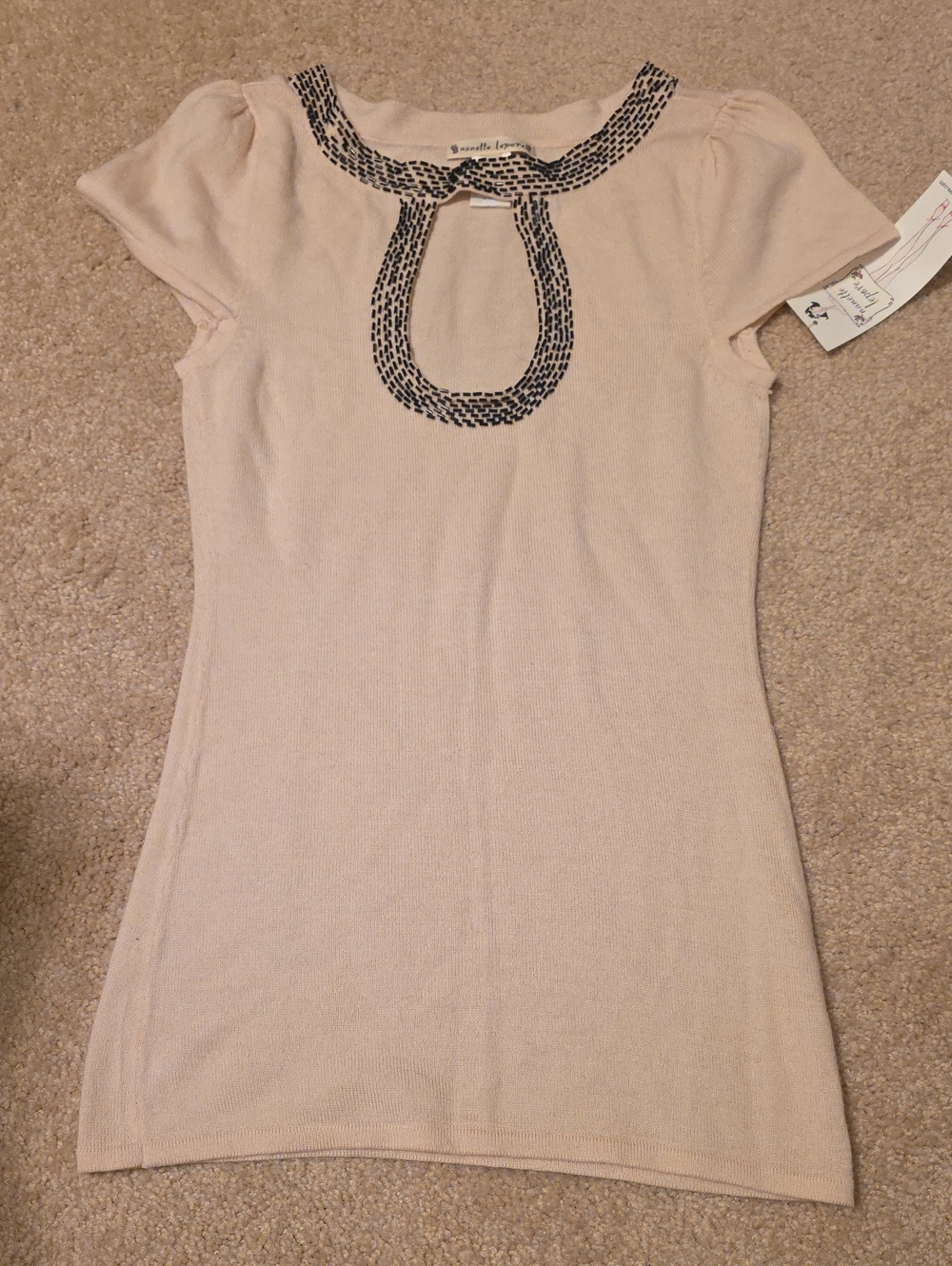 Cream Nanette Lepore Beaded Top